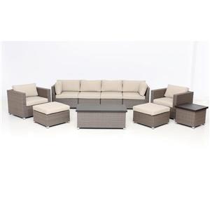 Think Patio Chambers Bay Conversation Set with Cushions - Tan - 10-piece
