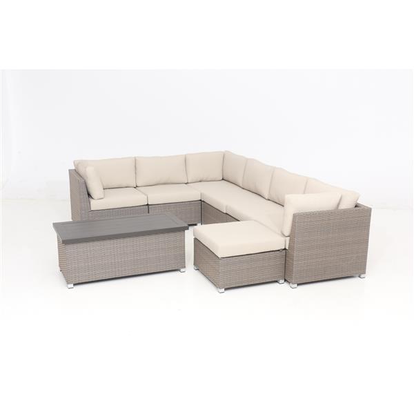 Think Patio Chambers Bay Conversation Set with Cushions - Tan - 8-piece