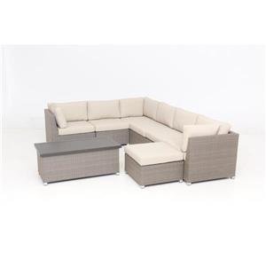 Think Patio Chambers Bay Conversation Set with Cushions - Tan - 8-piece