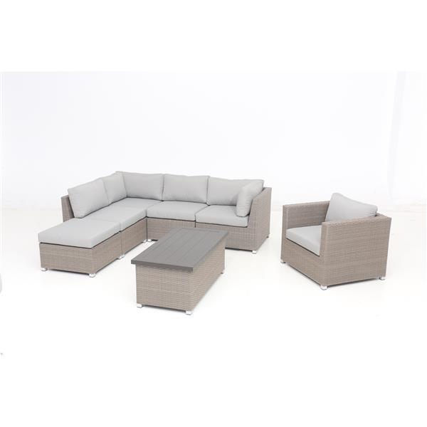Think Patio Chambers Bay Conversation Set with Cushions - Grey - 7-piece