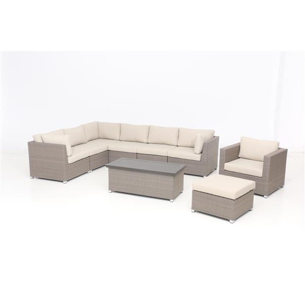 Think Patio Chambers Bay Conversation Set with Cushions - Tan - 9-piece