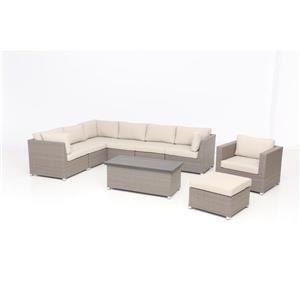 Think Patio Chambers Bay Conversation Set with Cushions - Tan - 9-piece