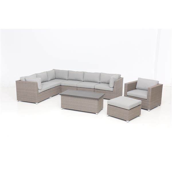 Think Patio Chambers Bay Conversation Set with Cushions - Grey - 9-piece
