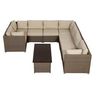 Think Patio Chambers Bay Conversation Set with Cushions - Tan - 9-piece