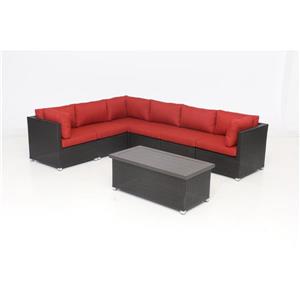 Think Patio Innesbrook Conversation Set with Cushions - Red - 7-piece