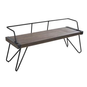 Lumisource Stefani Industrial Bench - Antique and Walnut - 51.25"