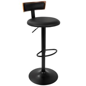 Lumisource Weller Barstool adjustable - Walnut & Black Faux Leather