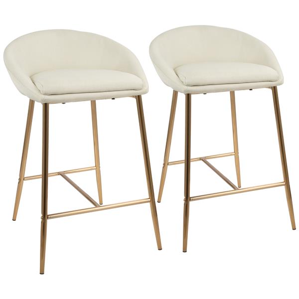 Lumisource Matisse Counter Stool Gold, Cream And Gold Bar Stools Set Of 2