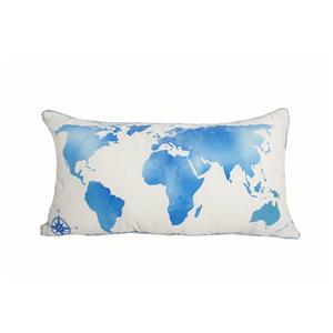 Coussin décoratif carte du monde, 14 po x 26 po, multicolore