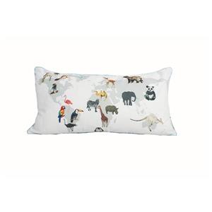 Coussin décoratif carte d'animaux, 14" x 26", multicolore