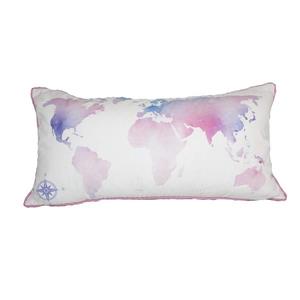 Coussin décoratif carte du monde, 14 po x 26 po, multicolore