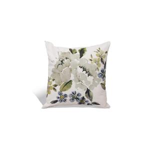 Coussin décoratif floral «Selena», 18" x 18", gris