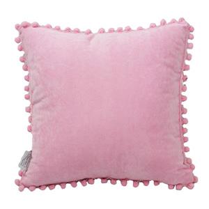 Coussin décoratif «Pom Pom Lady» , 18" x 18", rose