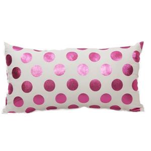 Large coussin décoratif «Foil Dots», 14" x 26", rose