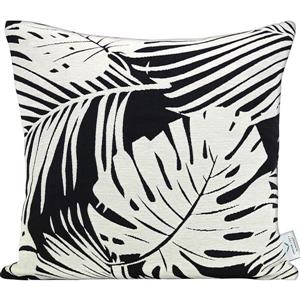 Coussin décoratif «Fern» , 20" x 20" x 4", noir/blanc