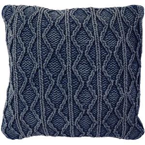 Coussin décoratif «Stonewash», 20" x 20" x 4", marine