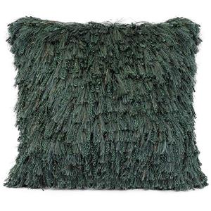 Coussin décoratif à poil long «Shiny», 20" x 20", émeraude