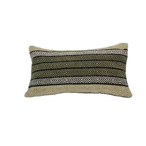 Coussin décoratif diamant, 14 po x 26 po, vert/naturel