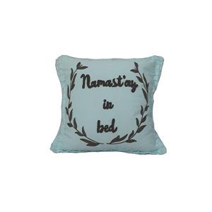 Coussin décoratif «Typo Namaste», 20" x 20", bleu