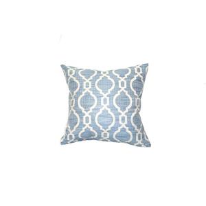 Coussin décoratif à motif de tuile «Lessa», 20" x 20", bleu
