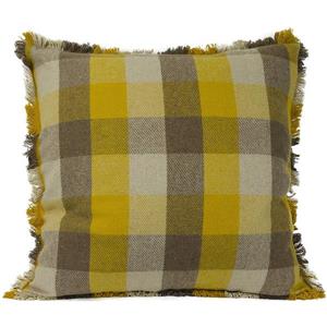 Coussin décoratif «Buffalo Check», 24" x 24", or/beige
