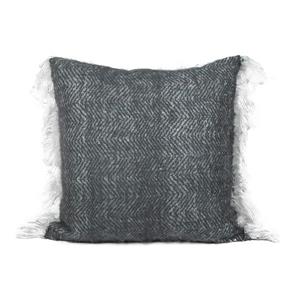 Coussin décoratif solide «Mohair», 20" x 20", charbon