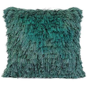 Coussin décoratif à poil long «Shiny», 20" x 20", bleu