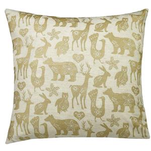 Coussin décoratif ferme d'animaux, 20" x 20", or