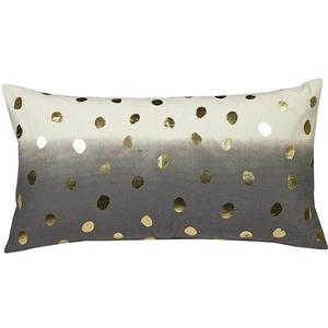 Coussin décoratif «Foil Dots», 14" x 26", noir/or