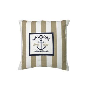 Coussin décoratif nautique rayé, 20" x 20", beige
