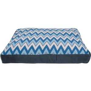 Lit de luxe pour chien à motif de chevrons, 28 po x 20 po x 4 po, bleu