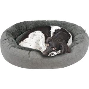 Lit de luxe ovale pour chien , 27 po x 22 po x 7 po, charbon