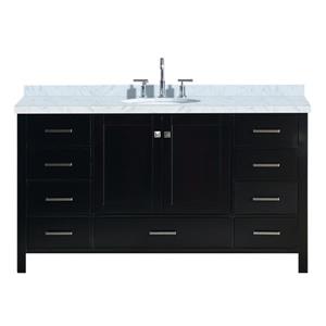 Ariel Cambridge 61-in Espresso Single Sink Bathroom Vanity with White Natural Marble Top