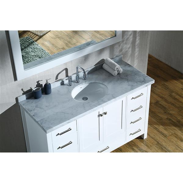 Ariel Cambridge 55 In White Single Sink, 55 Single Sink Bathroom Vanity