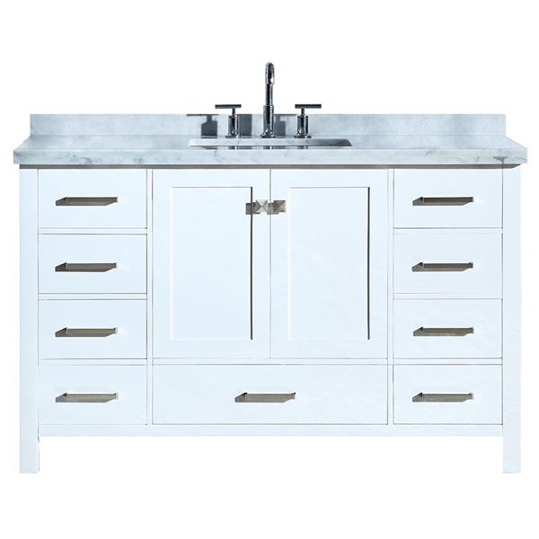 Ariel Cambridge 55 In Single Sink White, 55 Single Sink Bathroom Vanity