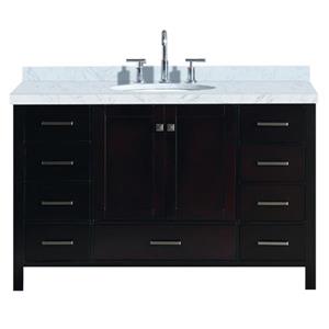 Ariel Cambridge 55-in Espresso Single Sink Bathroom Vanity with White Natural Marble Top