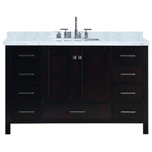 Ariel Cambridge 55-in Single Sink Espresso Bathroom Vanity with White Natural Marble Top