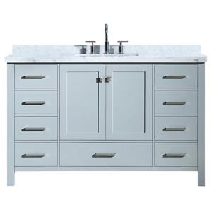 Ariel Cambridge 55-in Single Sink Grey Bathroom Vanity with White Natural Marble Top