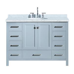 Ariel Cambridge 49-in Grey Single Sink Bathroom Vanity with White Natural Marble Top