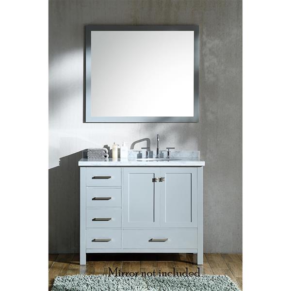 Ariel Cambridge 43-in Grey Right Offset Single Sink Bathroom Vanity with Carrera White Natural Marble Top