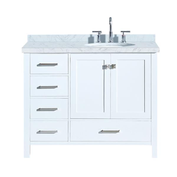 Ariel Right Offset Single Oval Sink, Bathroom Vanity Top With Right Offset Sink