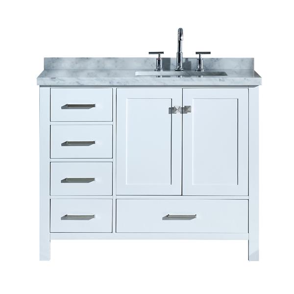 Ariel Right Offset Single Rectangle Sink Vanity 43 In White A043srcwrvowht Rona Ariel Right Offset Single Rectangle, Bath Vanity With Sink On Right