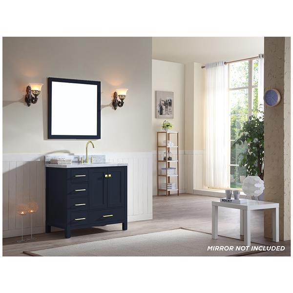 ARIEL Right Offset Single Oval Sink Vanity - 37 in. - Blue