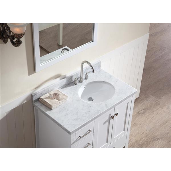 Ariel Right Offset Single Oval Sink, 60 Bathroom Vanity Top With Right Offset Sink