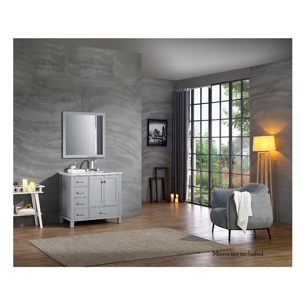 Ariel Cambridge 37-in Grey Right Offset Single Sink Bathroom Vanity with Carrera White Natural Marble Top