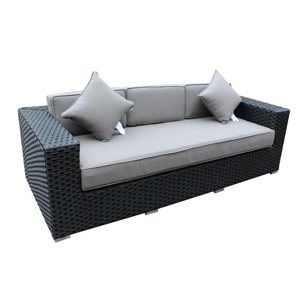 WD Patio Venetian Modern 5-Piece Wicker and Aluminum Outdoor Patio Set - Grey/Black