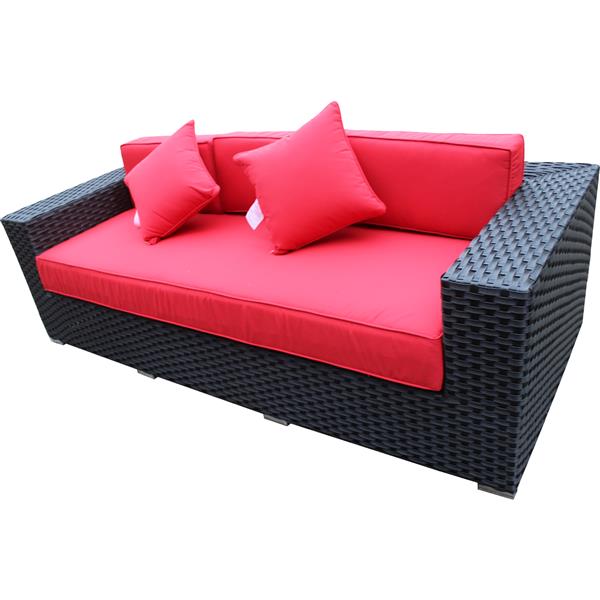 WD Patio Venetian 5-Piece Wicker/Aluminum Outdoor Patio Set - Jockey Red/Black