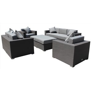 WD Patio Mirage 5-Piece Wicker/Aluminum Outdoor Patio Set - Graphite Grey