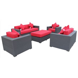 WD Patio Mirage 5-Piece Wicker/Aluminum Outdoor Patio Set - Jockey Red