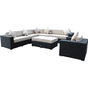 WD Patio Bellagio Wicker/Aluminum 5-Piece Sectional Outdoor Patio Set - Antique Beige